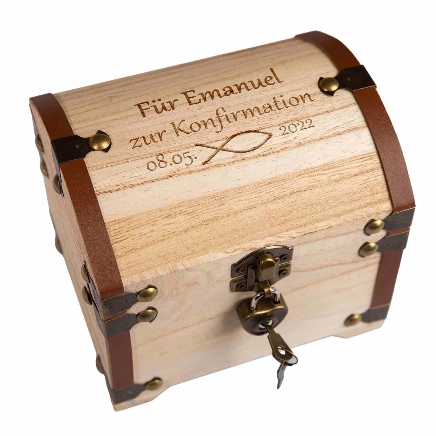 Personalisierte Schatztruhe zur Konfirmation
