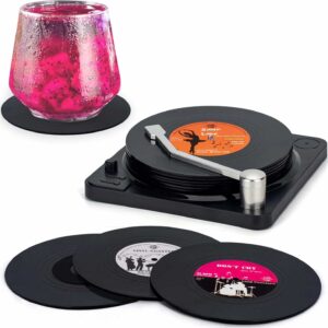 Retro Vinyl Untersetzer Set 6er Geschenkbox