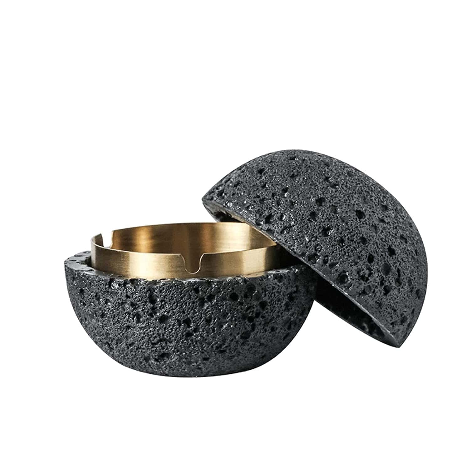 Geruchsdichter Tischabfalleimer Schwarz aus Beton Edelstahl