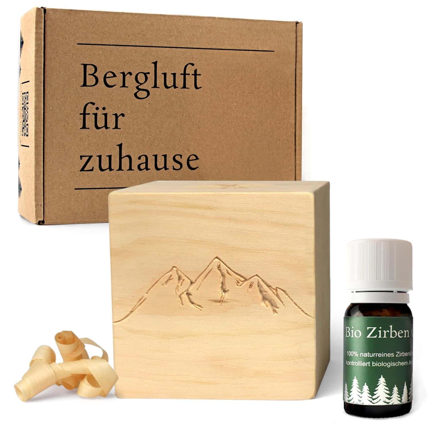 Zirben-Würfel Duft-Set mit Bergmotiv