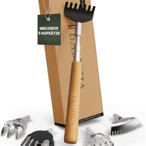 Ausziehbarer Rückenkratzer Set – Bambus & Edelstahl