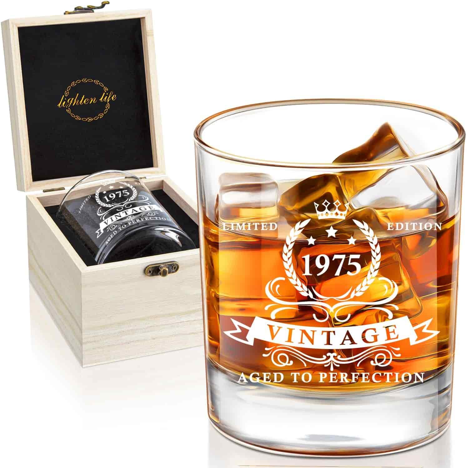 50. Geburtstag Geschenke: Whiskyglas & Box