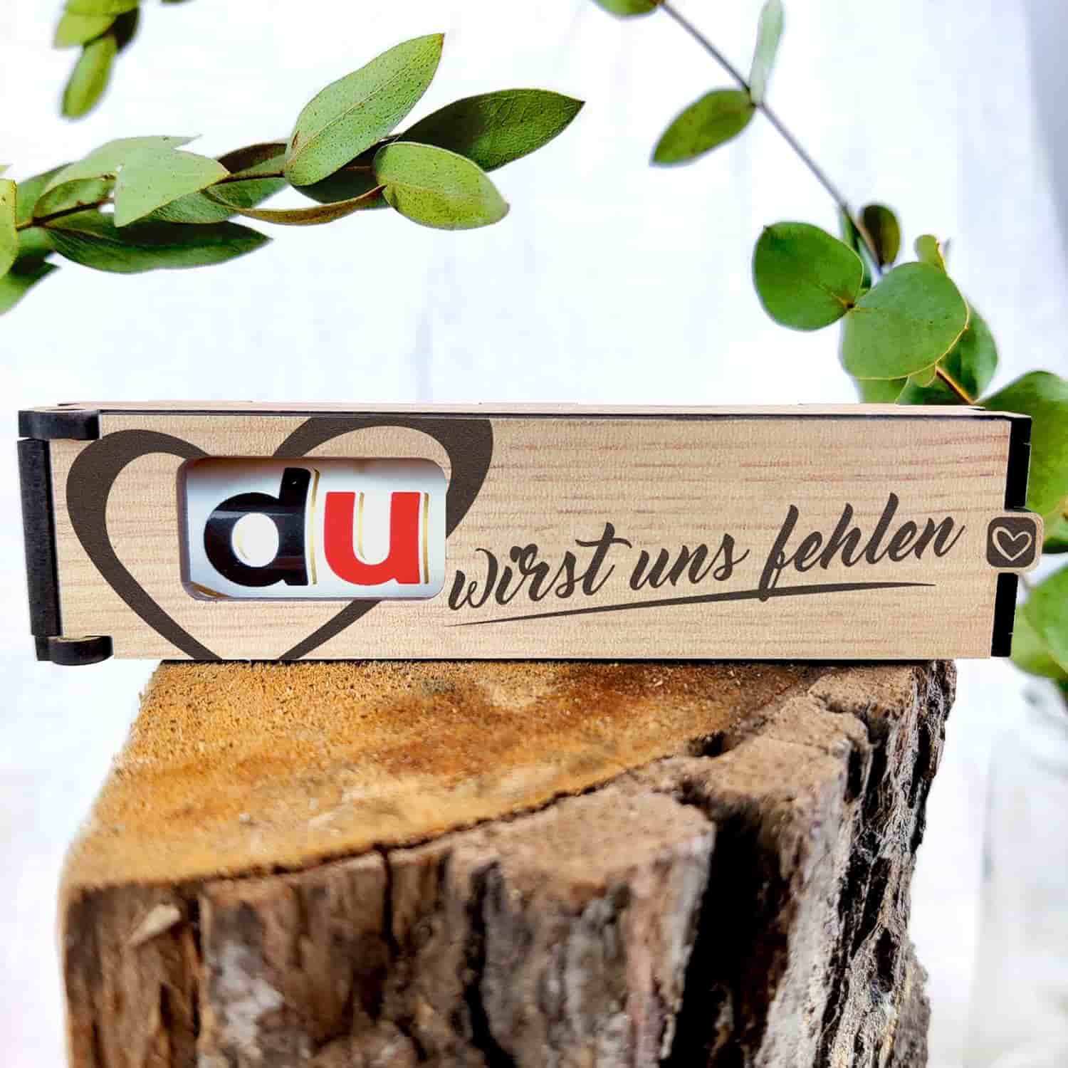 Abschiedsgeschenk Schokoriegel Box
