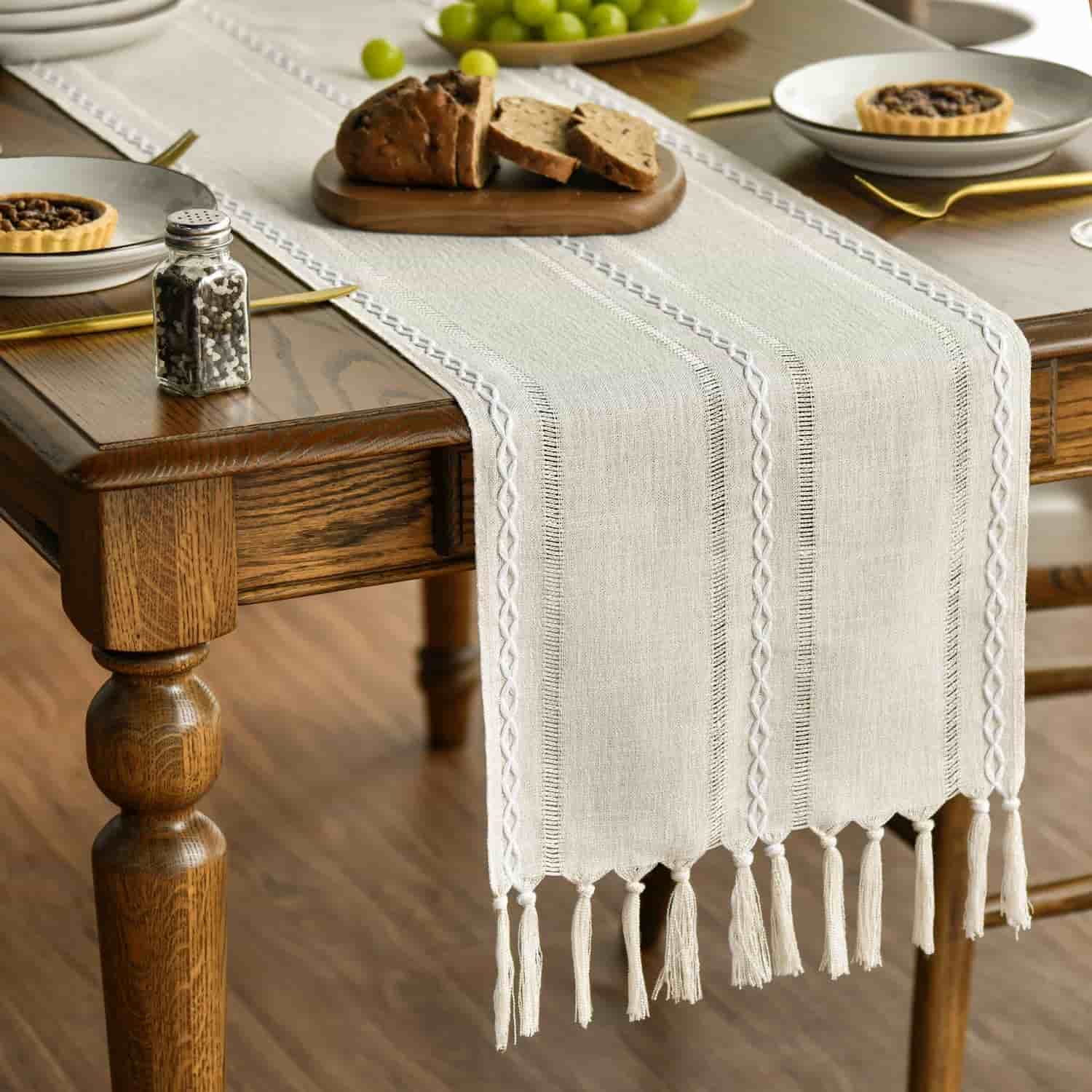 Boho Tischl?ufer – Waschbar, 33x183 cm