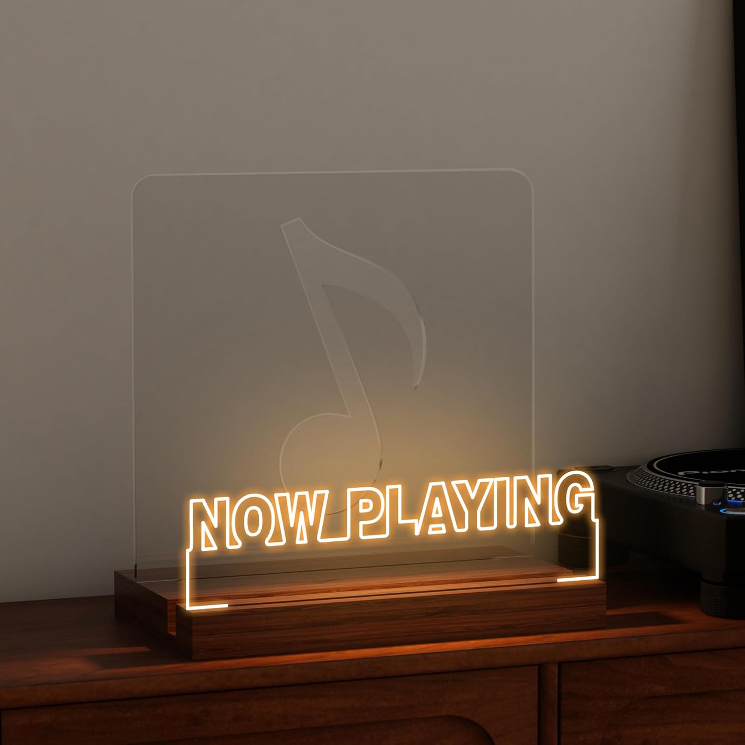 Vinyl-Schallplattenst?nder mit warmwei?en Lichtern