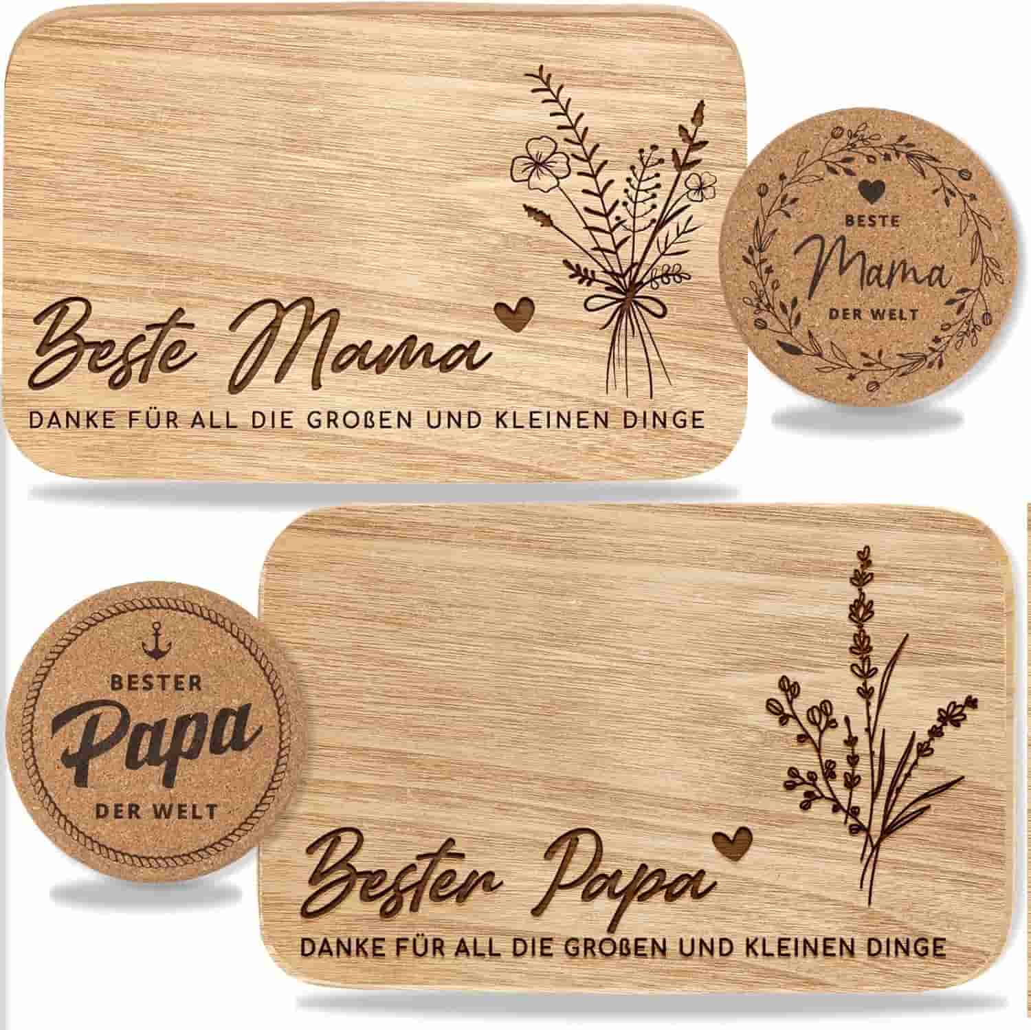 Mama Papa Geschenkset Holzbrettchen