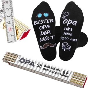 Opa Geschenkset: Holz Zollstock & Lustige Socken