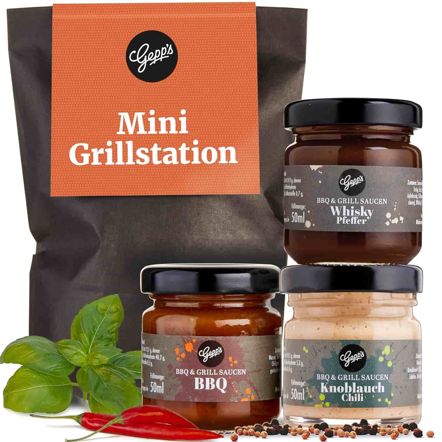 Grill-Geschenke: Mini Grillstation & Saucen