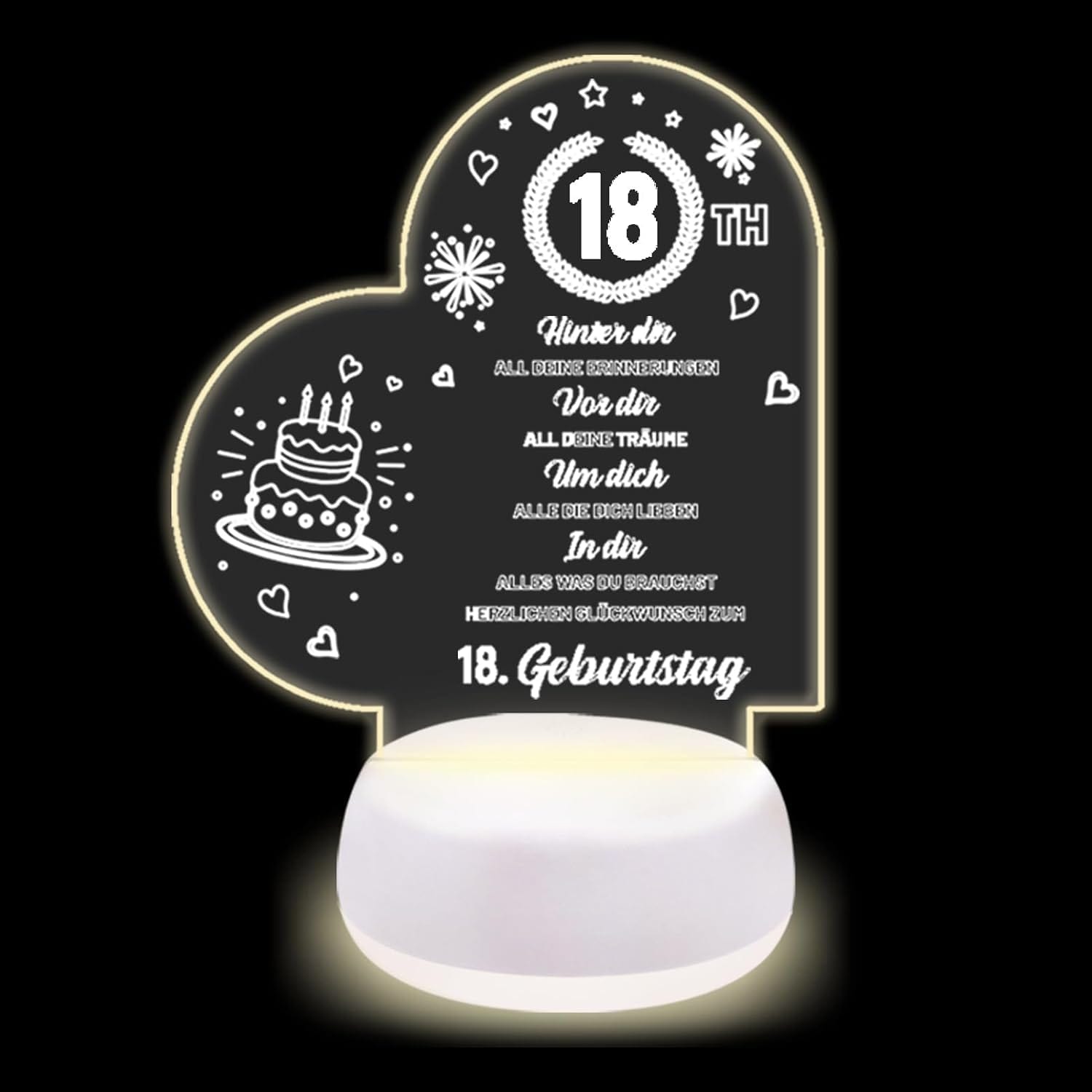 Acryl Nachtlicht 18. Geburtstag Geschenke