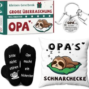 Opa Geschenkset: Lustige Socken & Kissen