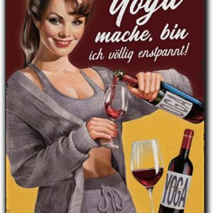 Lustige Kühlschrankmagnete Yoga Weinliebhaber