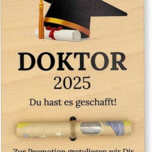 ZUKLA? Geldgeschenk Verpackung Holz Doktortitel