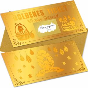 Goldenes Osterticket mit Rubbelaufkleber