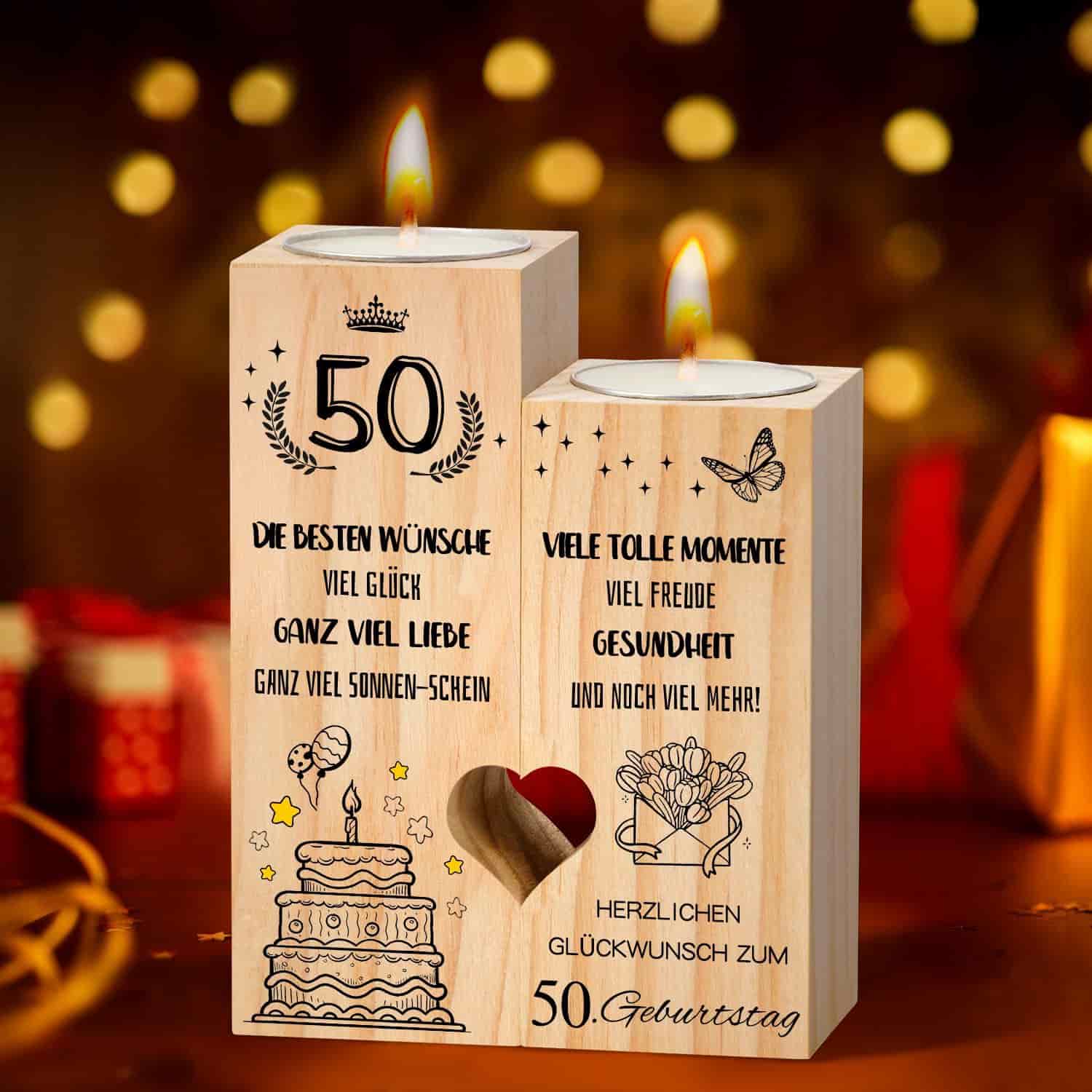 Holz Kerzenst?nder 50. Geburtstag Geschenk