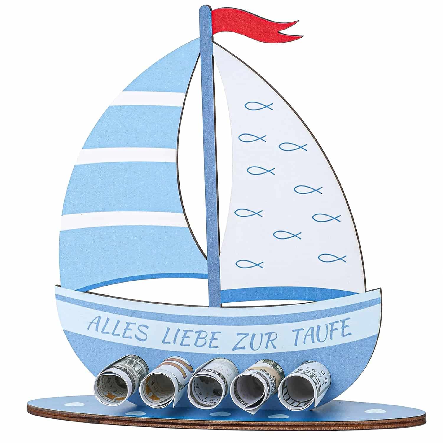 Taufgeschenke Jungen Blau Holz 19x16cm
